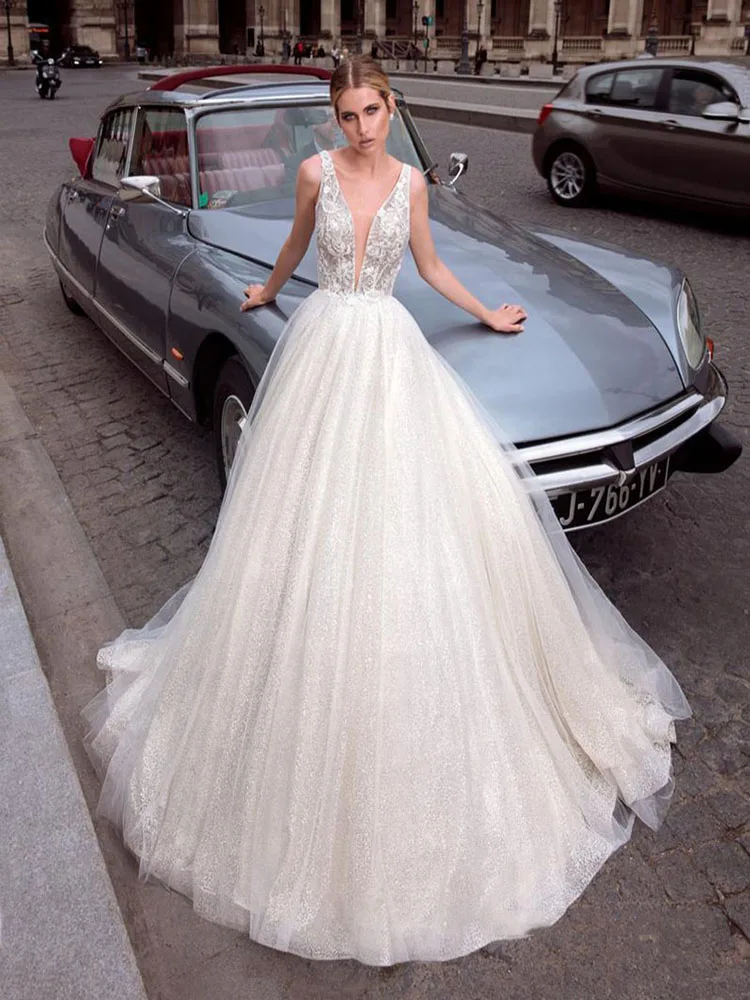 

BAZIIINGAAA Simple Wedding Dress Lace Little Beading Strapless Dress Luxury Wedding Gowns Bridal Can Be Washed Bride Dresses