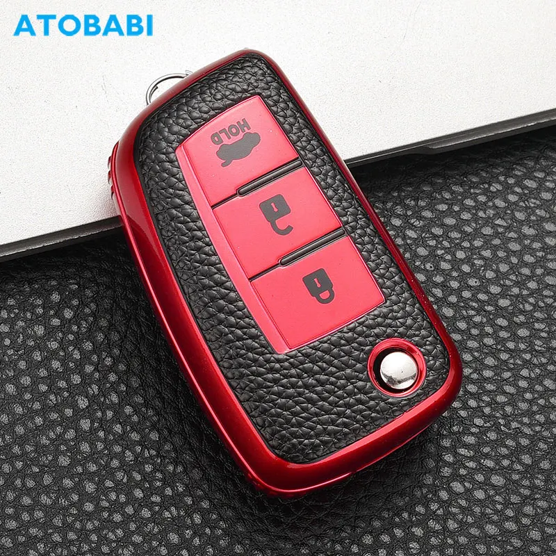 

TPU Car Key Case For Nissan Rogue Sylphy Pulsar Sentra 3 Buttons Flip Keychain Holder Remote Control Fobs Shell Protector Cover