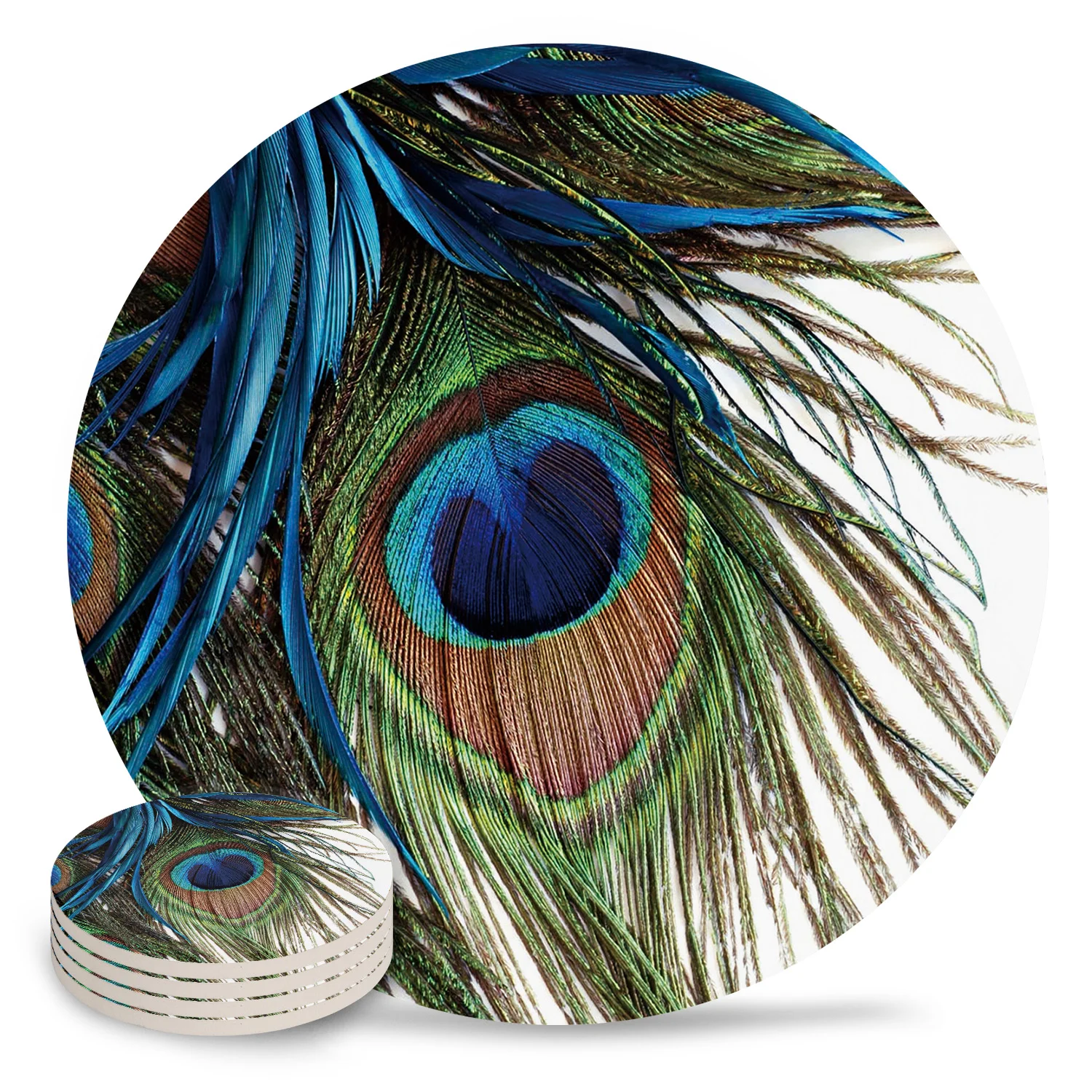 Шикарная креативная подставка перо павлина художественная кофейная чашка