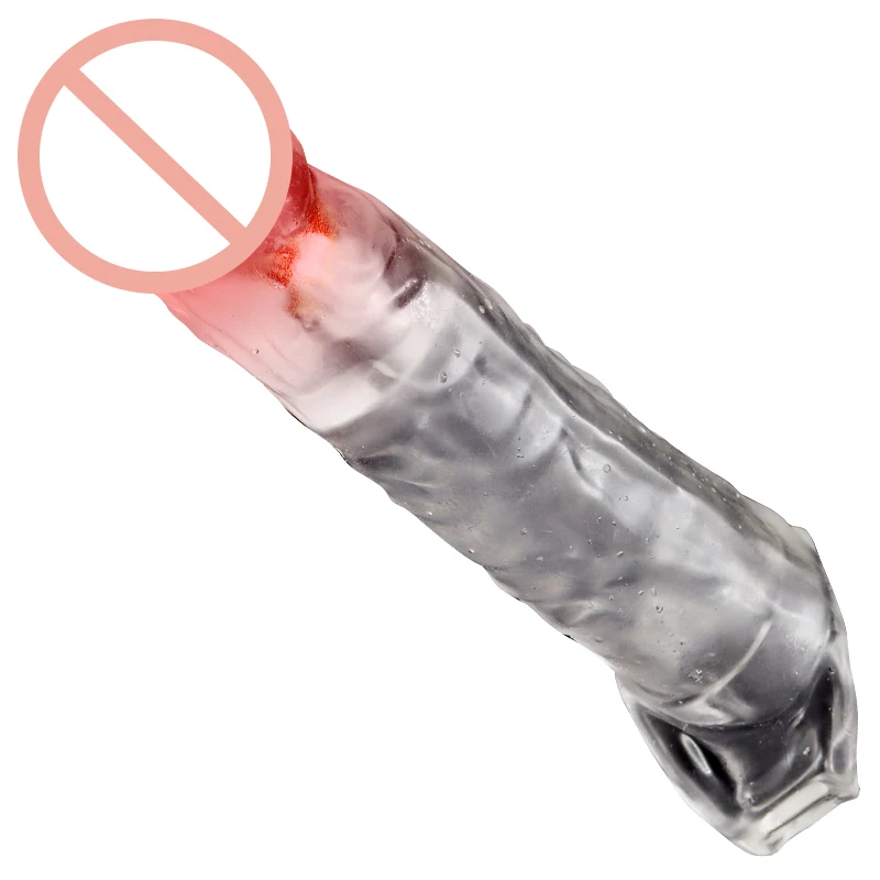 Прозрачный светящийся рукав с шипами Мужской пенис Кристальный игрушка для пары