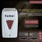 Kemei электробритва для Для мужчин с двойным лезвием с возвратно-поступательным движением аккумуляторная бритва для стрижки волос, бороды, USB Перезаряжаемые бритвенный станок Парикмахерская Машинка для стрижки