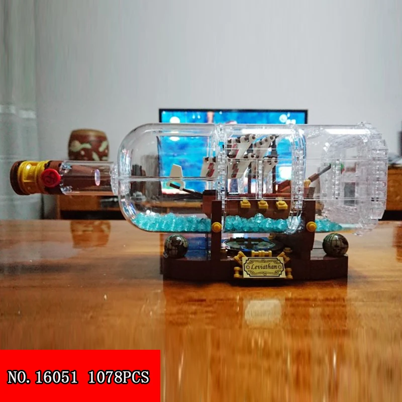 83029 1078 шт. Technic Idea корабль лодка в бутылке совместимый 21313 строительные блоки кирпичи игрушки для детей 16051