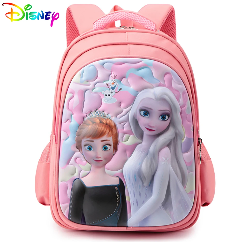 Детский водонепроницаемый школьный рюкзак для девочек, модный дышащий ранец с изображением диснеевских принцесс Эльзы, Софии из мультфиль...