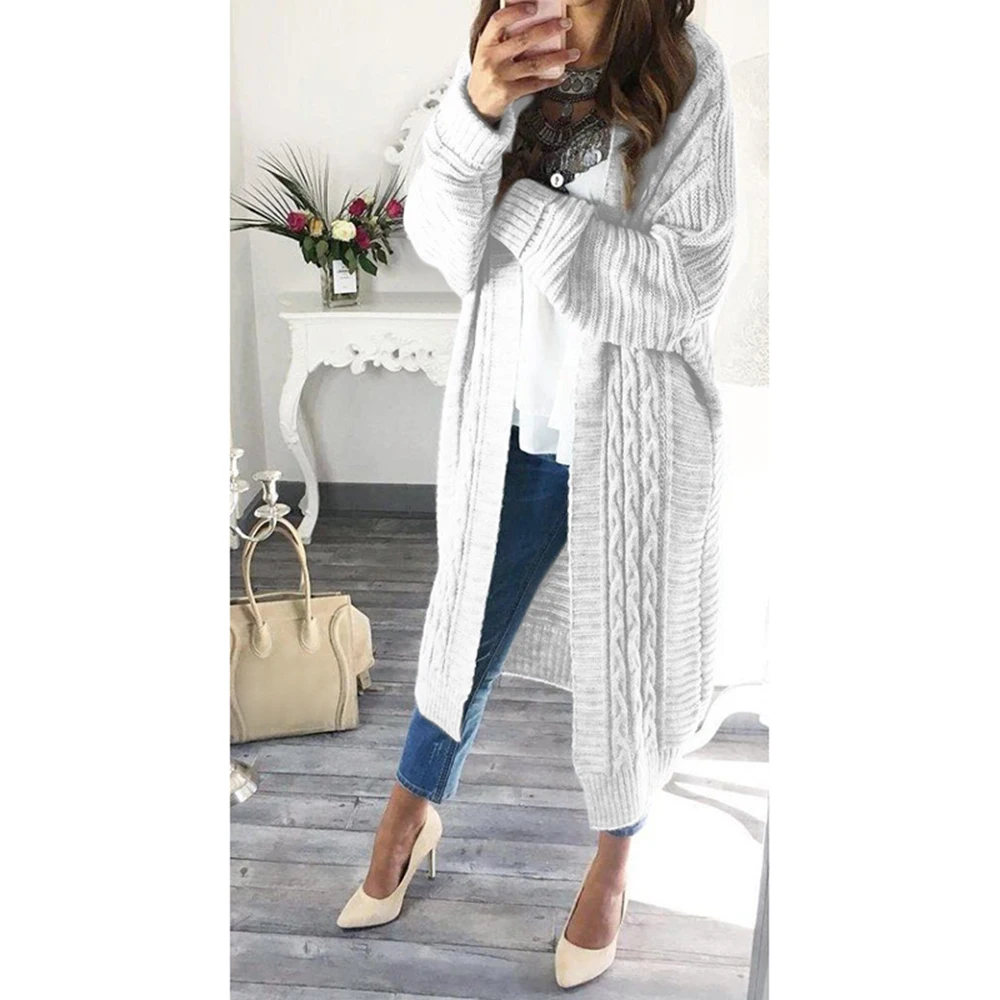 

2020 Women's Fashion New Autumn and Winter Casual solid long sleeve pockets Oversized Clothing Knitted Cardigan Clothes coat