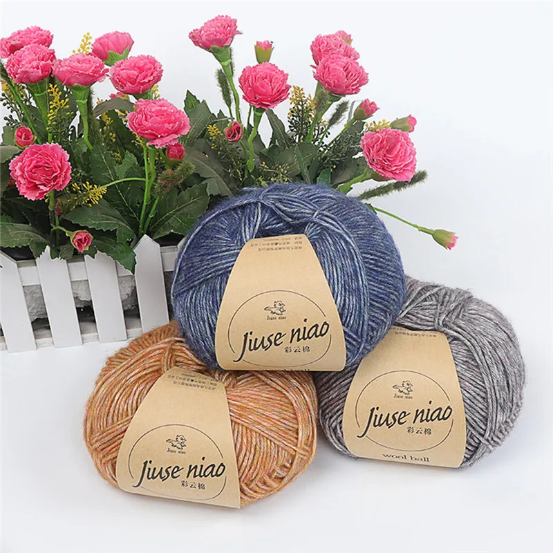 Шерстяная группа цветных облаков хлопок ручная вязка шерсть вязание крючком