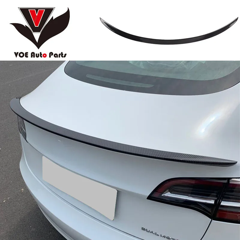 

Модель 3 углеродное волокно глянец Черный задний крыло спойлер для Tesla модель 3 2017 2018 2019 2020