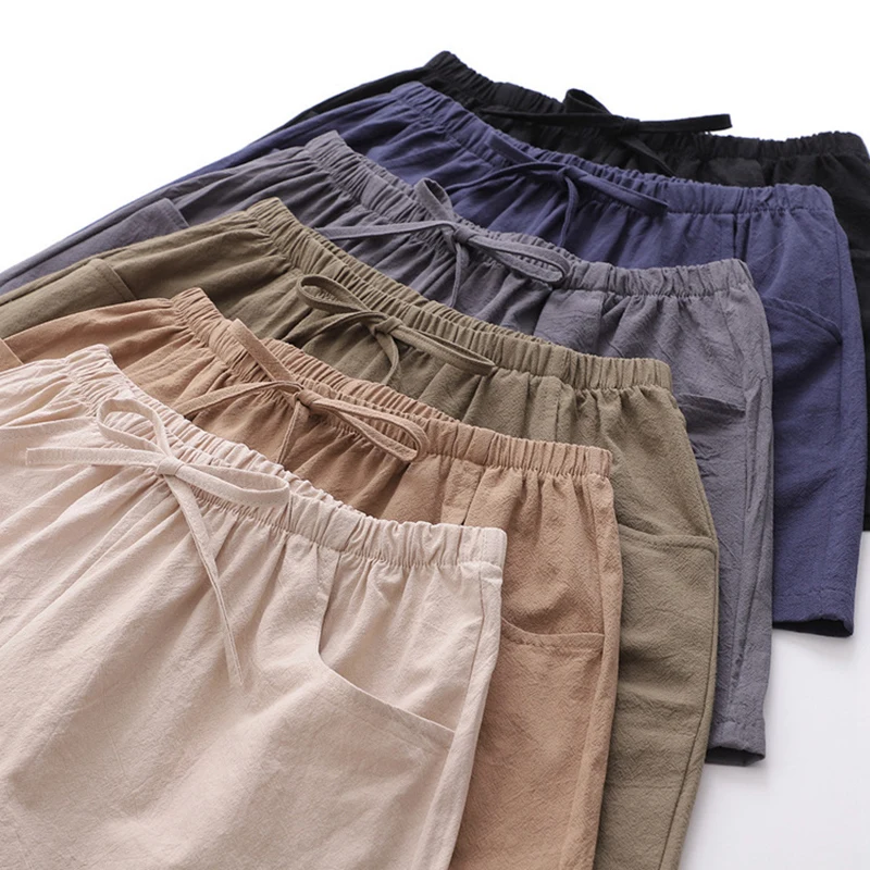

SURMIITRO 2021 Cotton Linen Casual Summer Shorts Women Korean Style Short Pants High Elastic Waist Wide Leg Shorts Female