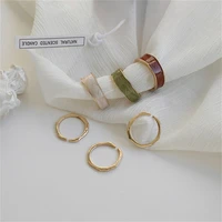 vintage geometric wave enamel drip glaze rings set for women korean simple open thin ring fashion finger charm jewelry gifts