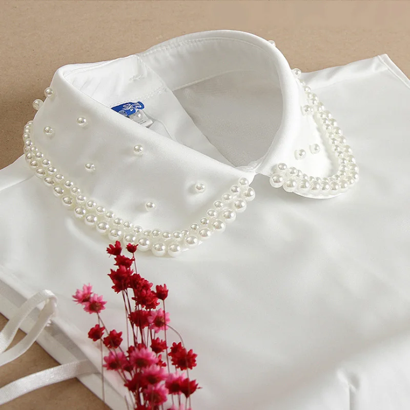 

2020 New White Vintage Pearl Fake Collar Shirt Necktie False Collar Female Fake Kragen Fake Collar Women Detachable Collars G