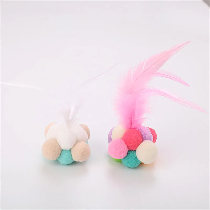 

Pet Supplies Cats Toy Ball Sound Squeak Toy Colorful Plush Feather Bell Funny Interactive Toys for Pet Cat Toys Dropship