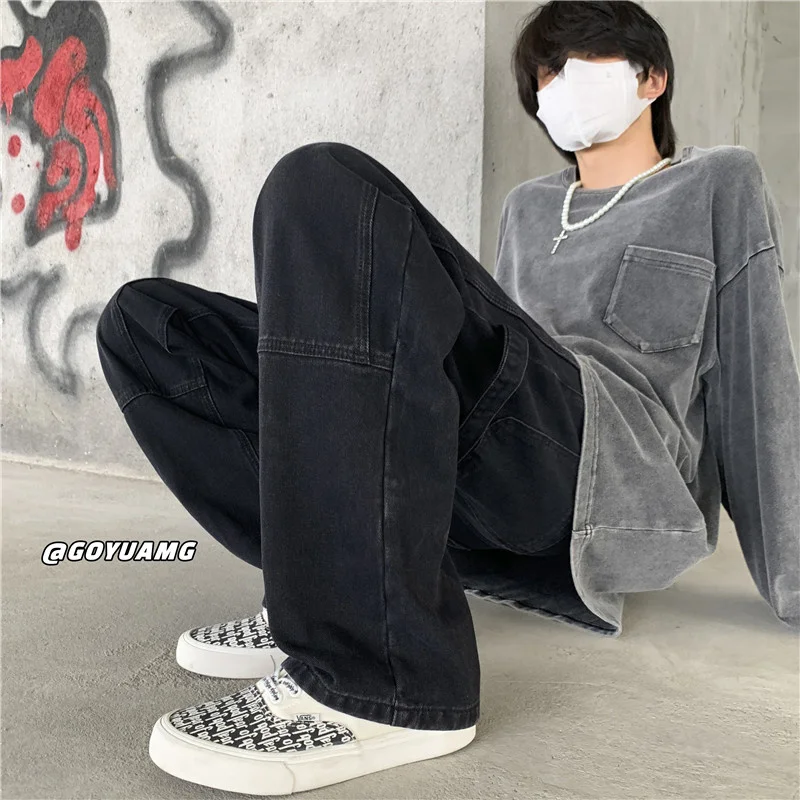Multicolor Baggy Jeans Men Fashion Casual Wide-leg Jeans Mens Japanese Streetwear Loose Hip-hop Straight Denim Trousers Men