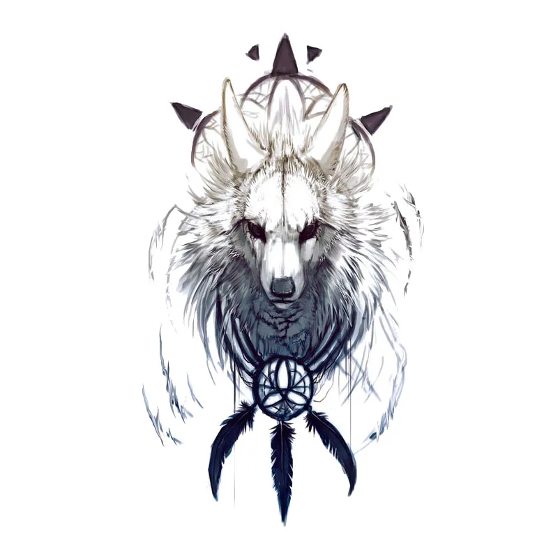 

Funny Holy Tribal White Wolf Car Stickers Waterproof Bumper Boot Decals PVC 15cm X 9cm