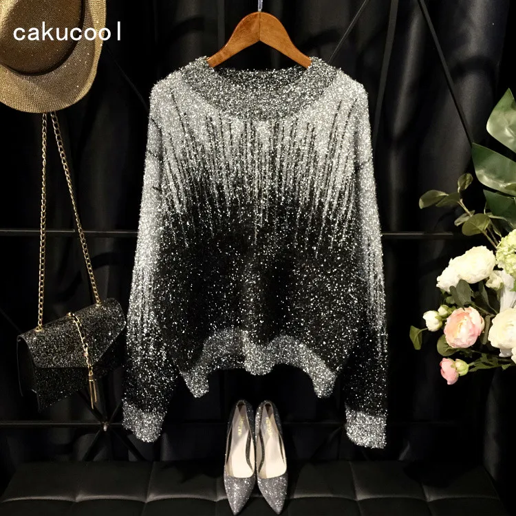 Женский свитер с градиентом Cakucool Свободный вязаный корейский пуловер