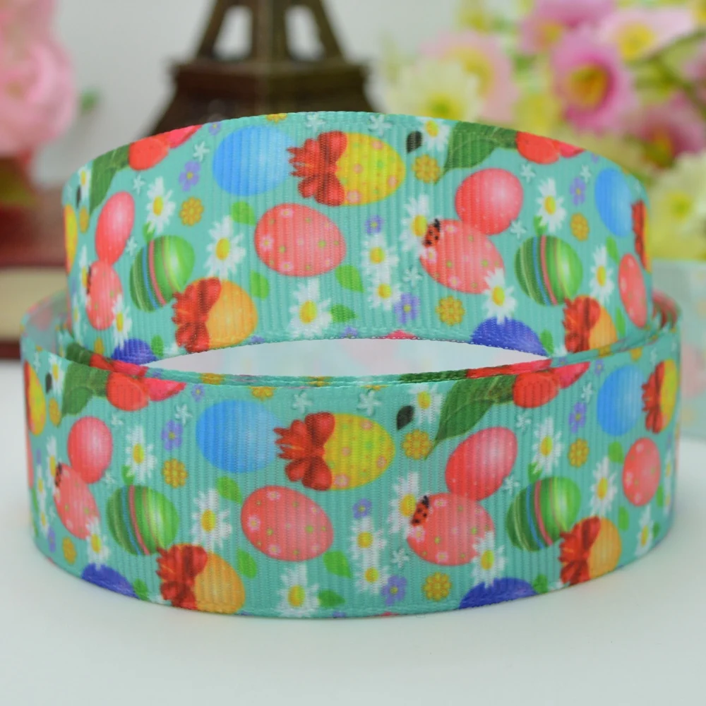 7/8 &quot22 мм Пасхальная окрашенная яичная скорлупа с принтом grosgrain ribbon hai rbow DIY Ручная