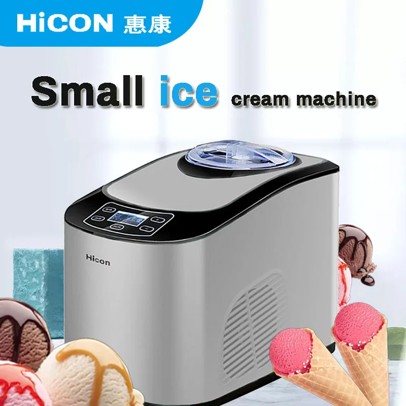 

HICON 220V 1.5L Ice Cream Maker Self Cooling Air cooling Automatic Mini Price Household Intelligent Ice Cream Machine 150W Home