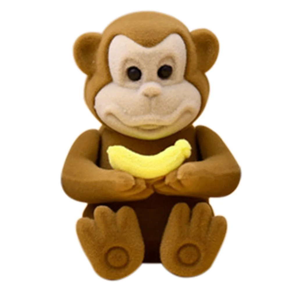 

Cute Jewelry Storage Holder Box Monkey Ring Earrings Pendant Oragnizer Gift Boxes Velvet Monkey holding banana