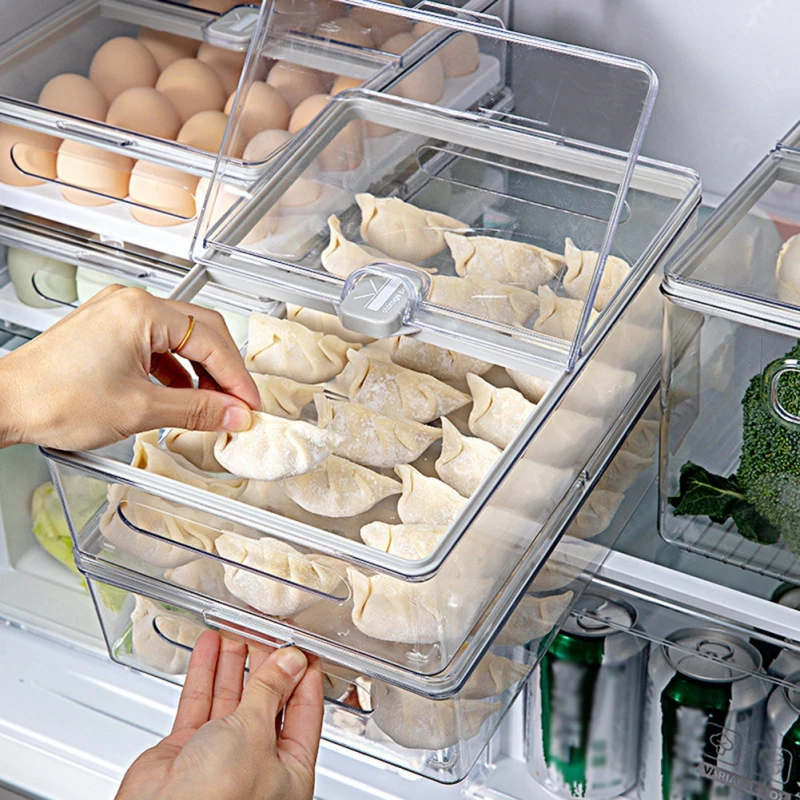 

100% brand new and high quality Refrigerator Food Storage Box Fresh Box Dumplings Vegetable Egg Holder Stackable Storage Box
