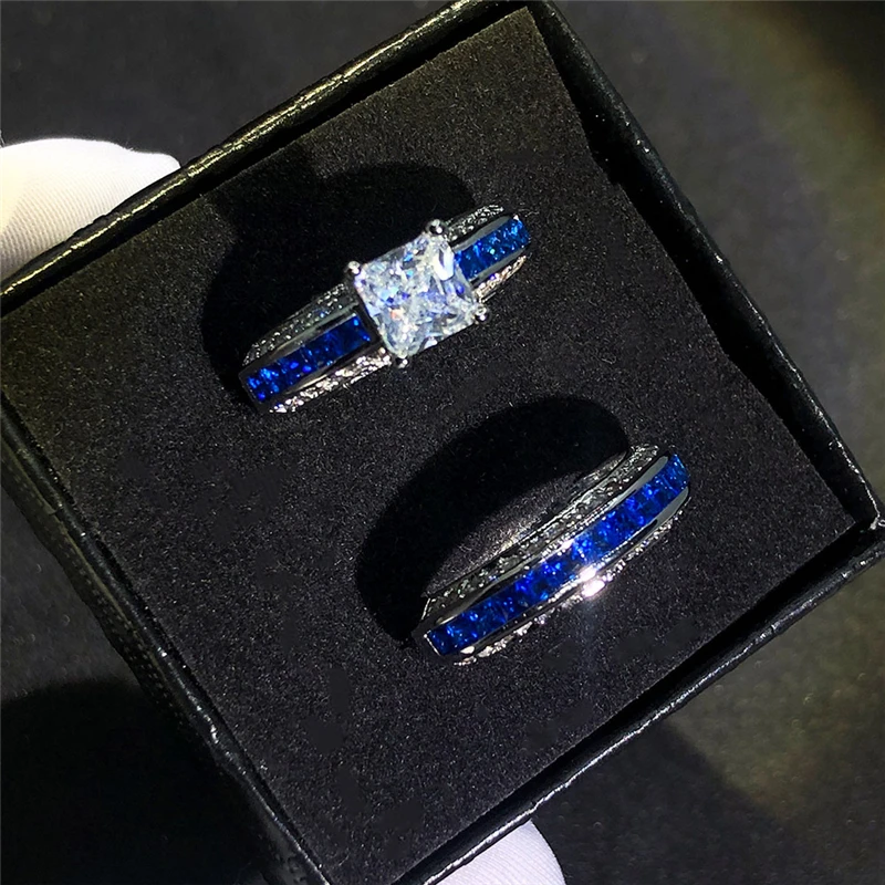 

Ailodo Cubic Zirconia Rings For Women 2 Pcs/Set Luxury Party Wedding Female Finger Rings Fashion Couple Rings Jewelry 21FEB05
