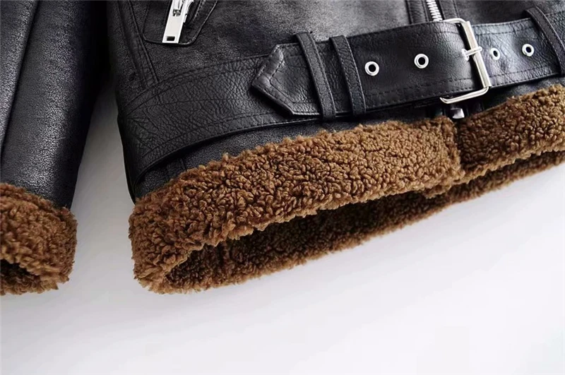 LUNDUNSHIJIA 2019 теплая плюс Тедди бархатная женская зимняя мотоциклетная куртка