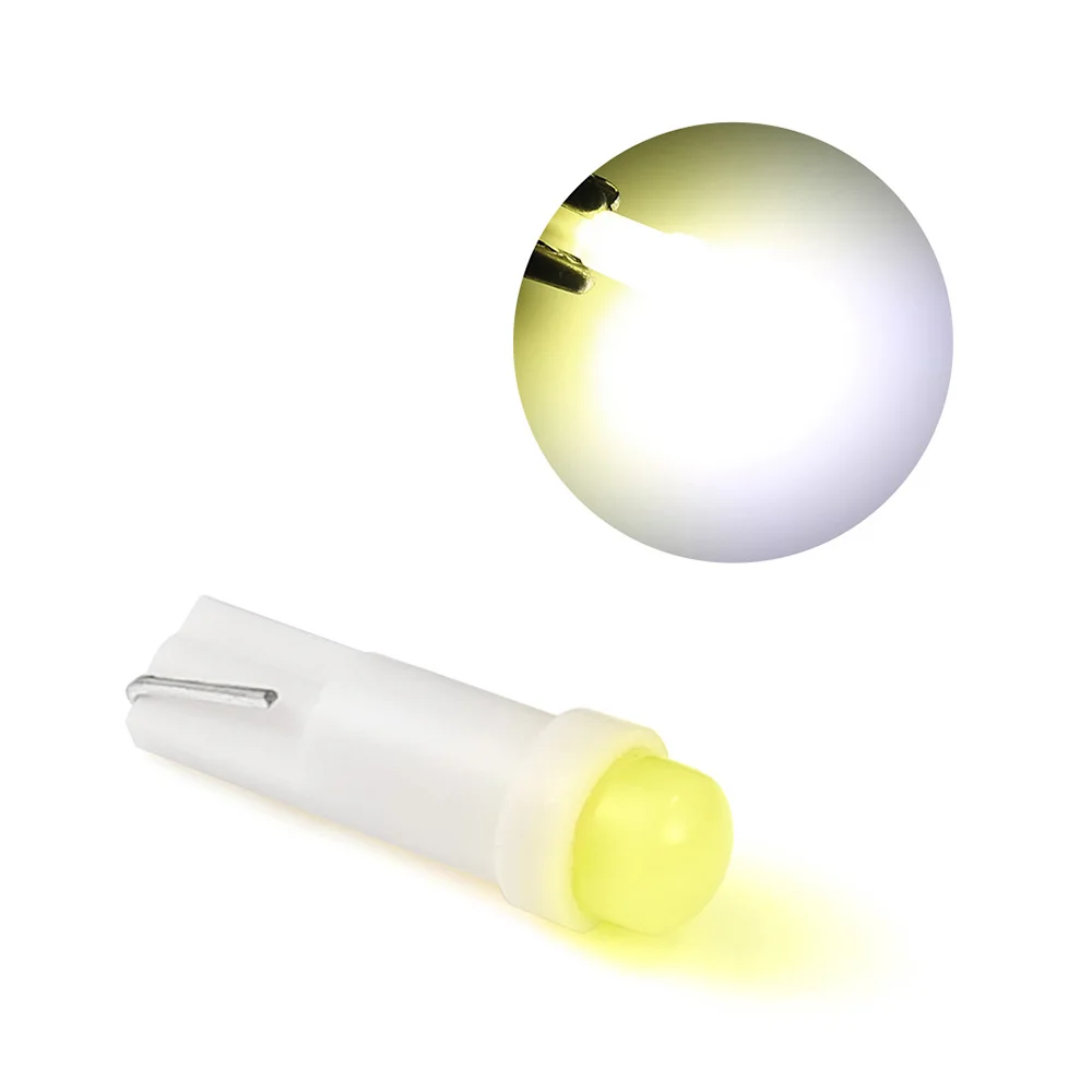 

10pcs Car Interior T5 Led 1 SMD DC 12V Light Ceramic Dashboard Gauge Instrument Ceramic Car Auto Side Wedge Light Lamp Bulb