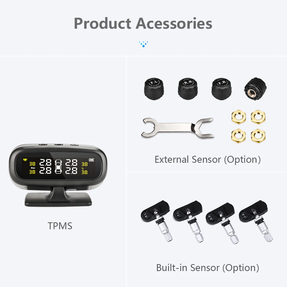 XIAOMI Smart Car TPMS система контроля давления в шинах Солнечная энергия цифровой ЖК-дисплей Автоматическая охранная сигнализация s давление в шинах