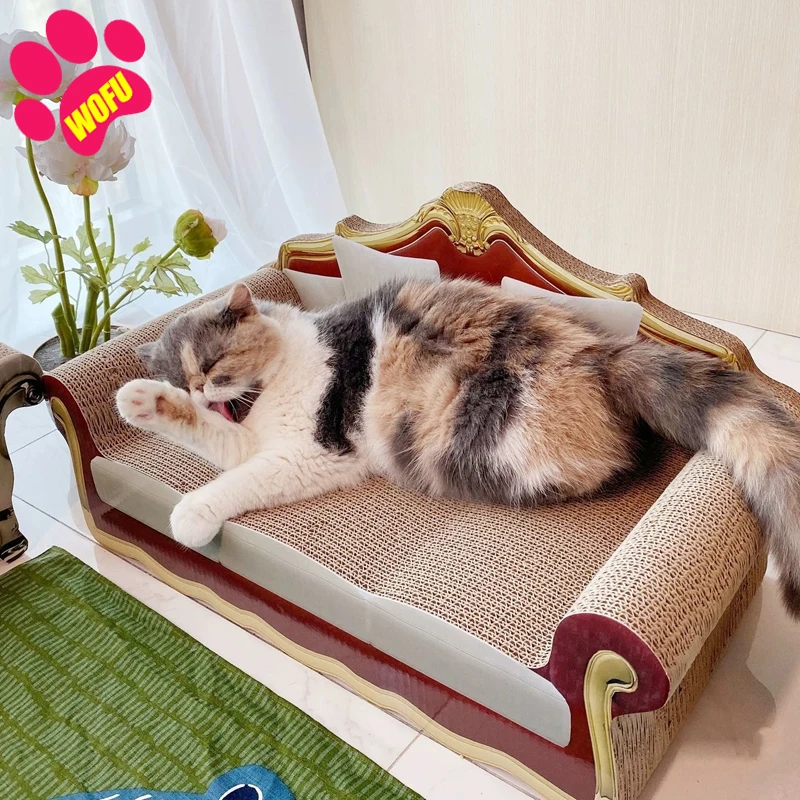 

WOFUWOFU Cat Scratcher Pet Furniture Lounge Pet Sofa Bed with Pillow for Comfort and Support - Assorted Colors