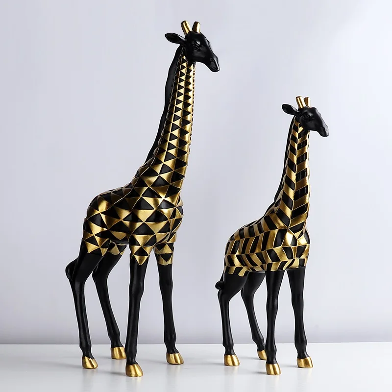 

LUXURIOUS GIRAFFE ART SCULPTURE DECOR ABSTRACT ART ANIMAL STATUE RESIN CRAFTS HOME DECORATION STRIPE GIRAFFE FIGURINE R4913