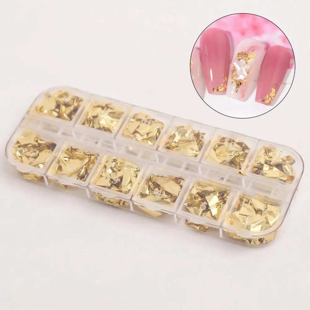 

12Grids/Box Nail Foil Beautiful Shiny Texture Effects Anti-fade for Decoration Manicure Foil Sticker Nail Foil Sticker