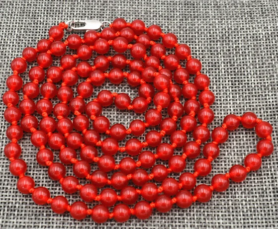 

918+++New Beautiful 6mm Brazil red ruby Beads Necklace 38 "