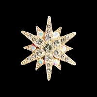 rshczy hexagram golden crystal brooch vintage pins for backpacks coat bag hat beautiful jewelry gift scarf buckle