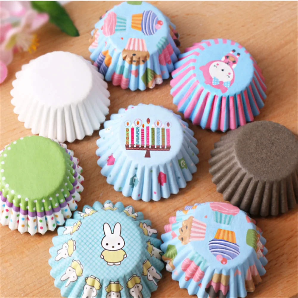 100 шт. термостойкие бумажные коробки для выпечки кексов чехол чашки Круглые