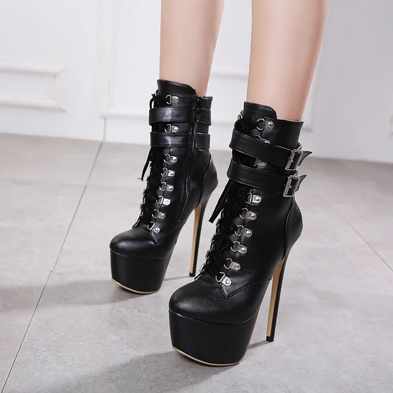 

New rivet buckle 16cm thin high heel low barrel waterproof platform Knight boots