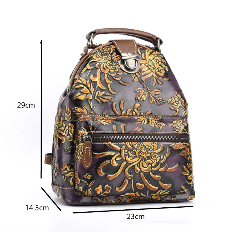 

YourSeason 2021 Women Creative Flower Embossed Shoulder Bags Handmade Small Female Vintage Travel Backpack