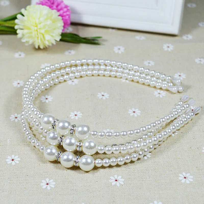 Diadema de perlas para ni&ntilde;a, joyer&iacute;a de cristal, diadema de princesa, accesorios para el cabello, 1 unidad-4
