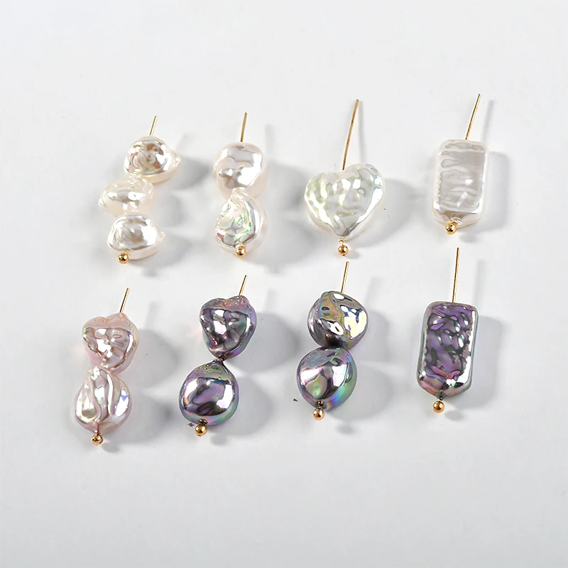 Красочные искусственная раковина жемчуг прямой форме отверстия Персиковое