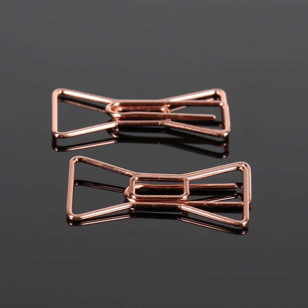 

8pcs Rose Gold Metal Paper Clips Creative Fashion Hanger Diamond Bow Shaped Paperclip Plating Note Photo Sign Clips Cli