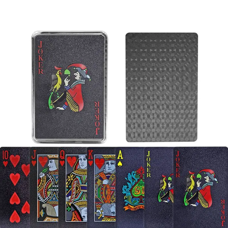 

Black PVC Poker Waterproof Plastic Playing Cards Party Board Game Scrub Poker Playing Cards Creative Gift Durable Poker