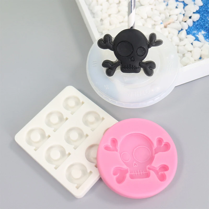 Новая серия Хэллоуин Череп соломенные топперы силиконовая форма разные стили