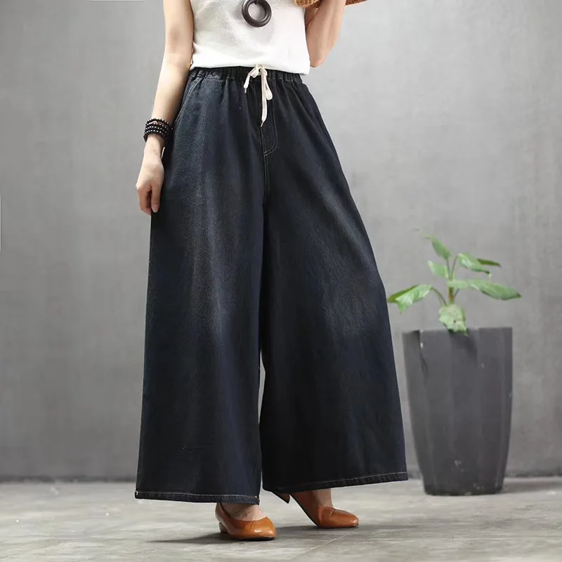 Брюки Summr женские хлопковые с широкими штанинами винтажные свободные джинсовые