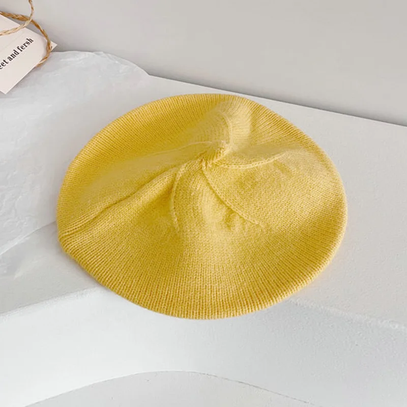 Модный детский вязаный берет шапка однотонные детские теплые шапки