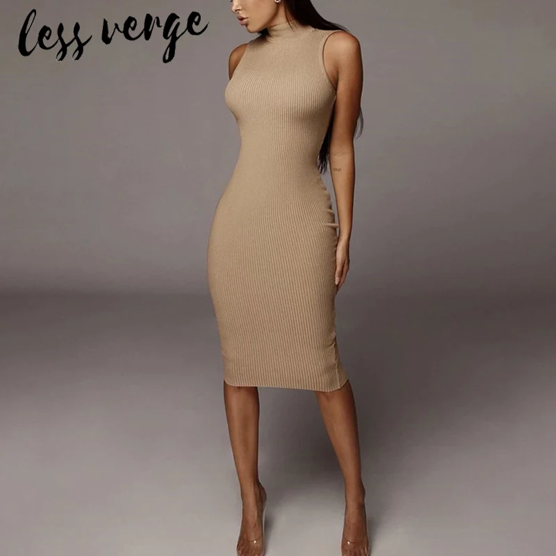 Lessverge длинное трикотажное платье-свитер без рукавов для женщин сезон осень-зима
