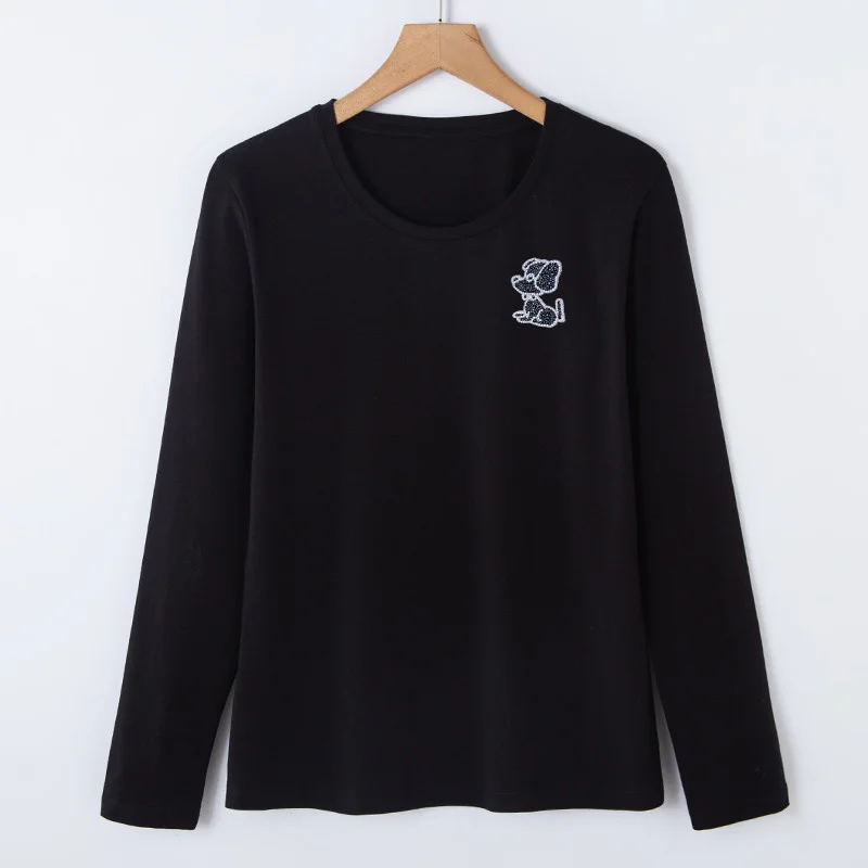 

Large size long sleeve T-shirt women's loose autumn hot T-shirt women's cute dog Korean Fashion Top 6743-1