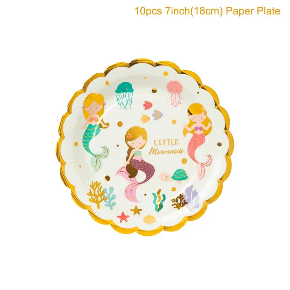 Paper Plate 7 inch QIFU/вечерние воздушные шары «хвост русалки», «хвост русалки», «Русалочка», декор «Русалочка», «День рождения», декор для девочек, декор для свадьбы - Цвет: Paper Plate 7 inch