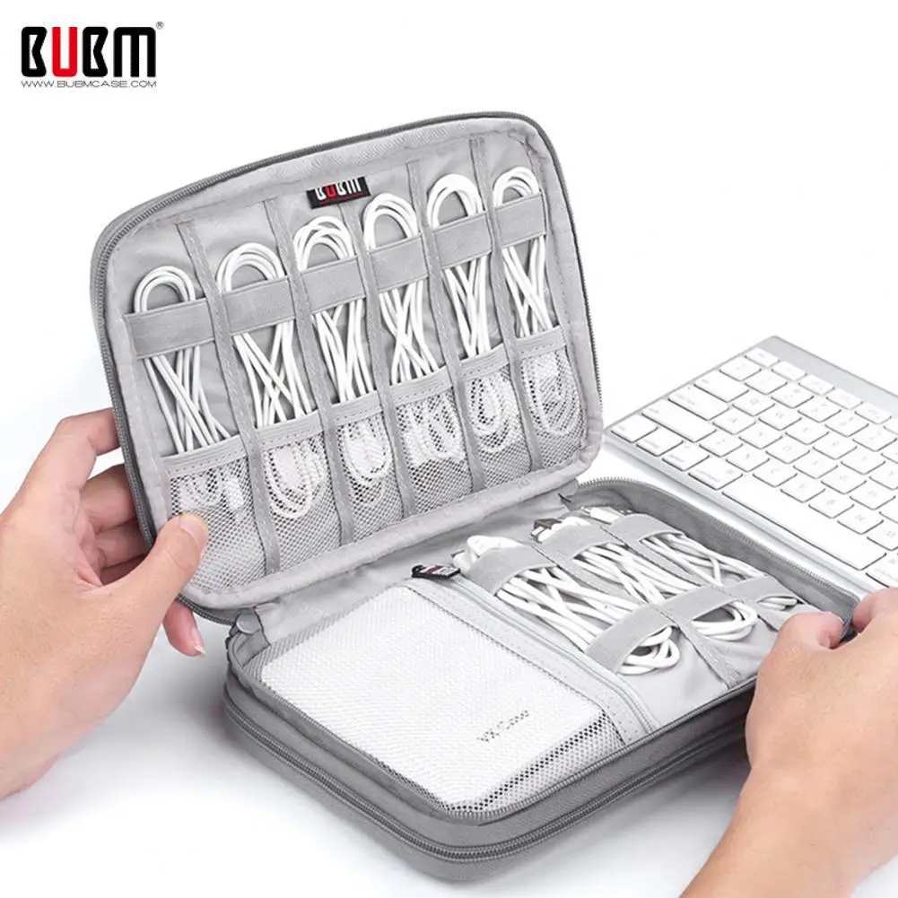 

Gray Digital Storage Bag USB Data Cable Organizer Earphone Wire Bag Pen Power Bank Travel Kit Case Pouch Electronics Accessories