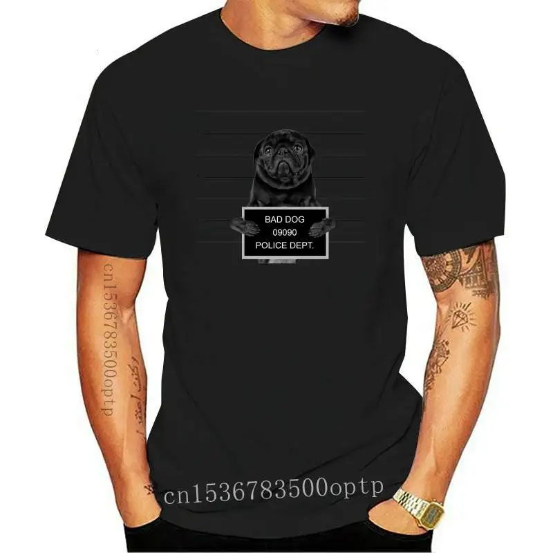 

New 2021 2021est Men Funny Mops Mugshot T-Shirt weiss- HundDog Pug Life Mops Mopse T shirt