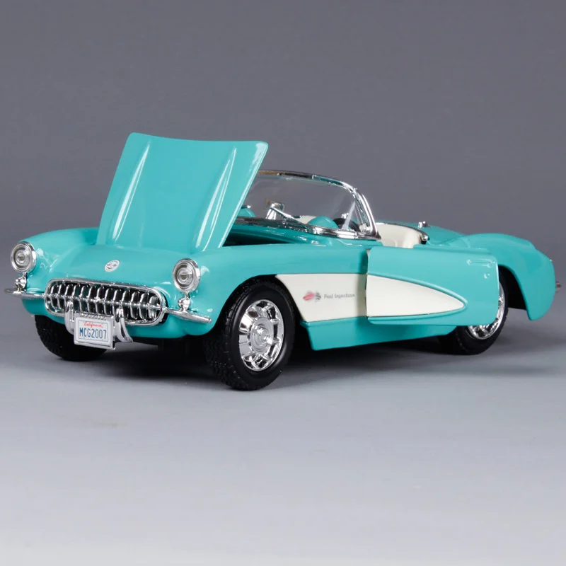 Черный 1957 Chvrolet Корвет 1:24 весы брелок для автомобильных ключей модель игрушечные