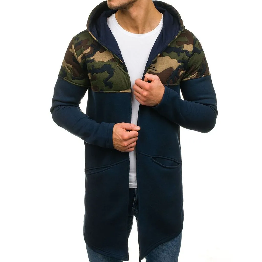 Мужская зимняя камуфляжная куртка с капюшоном Кардиган длинным рукавом верхняя