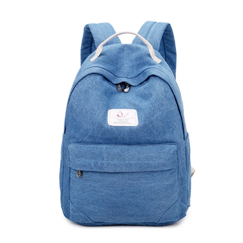 

Classic Solid Color Backpack For Women 2020 Waterproof Denim Multi Pocket Travel Backpacks Large Capacity School Bag For Teenage