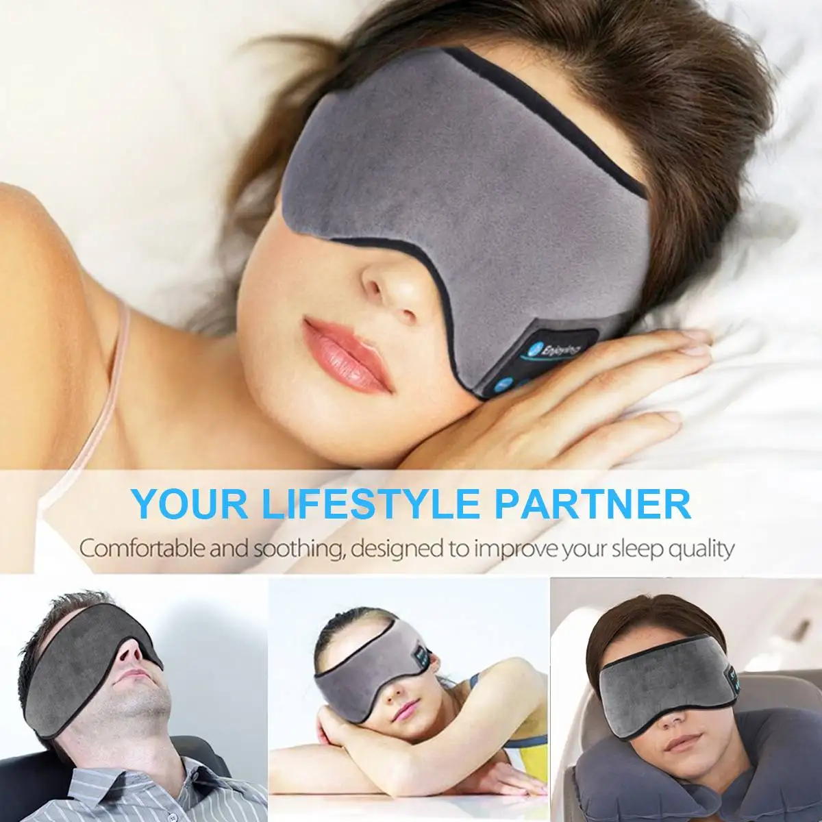 

New 3D headphone wireless music sleep artifact breathable eye mask Bluetooth v5.0 headset Headphones Eyemask 100% Blocklight