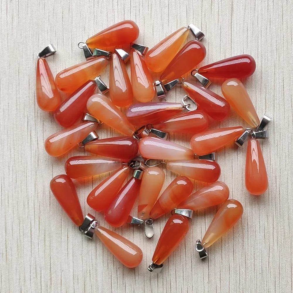 

Fashion natural red onyx long water drop shape charms pendants fit Necklaces jewelry making 50pcs/lot wholesale free shipping